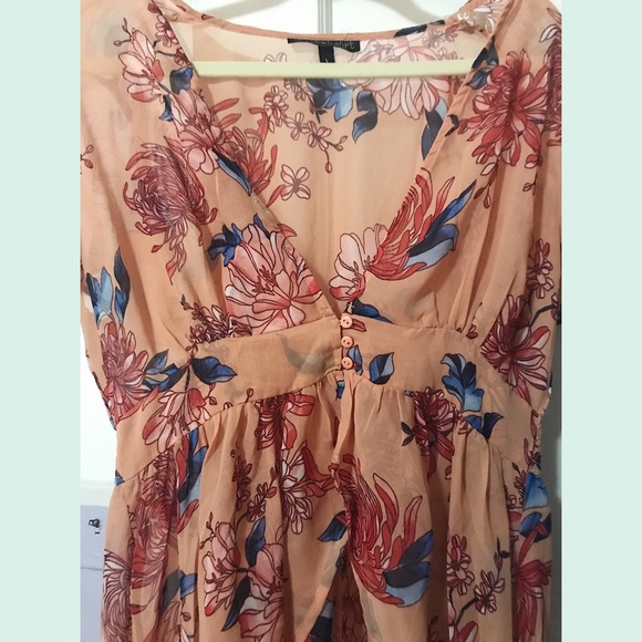 Derek Heart Pink Floral Chiffon High Low Duster - Picture 2 of 9